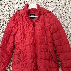The North Face Women’s Burnt Orange Hooded Quilted Ski Jacket